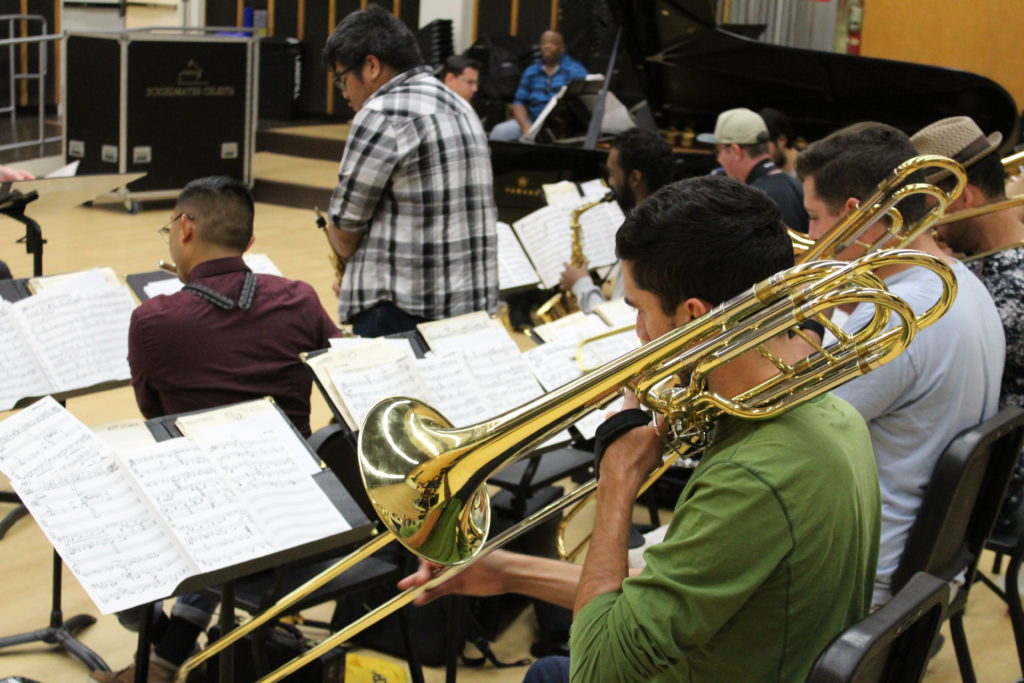 Billy Edwall practices with San Diego State's Jazz Ensemble during rehearsals on Oct. 23. 